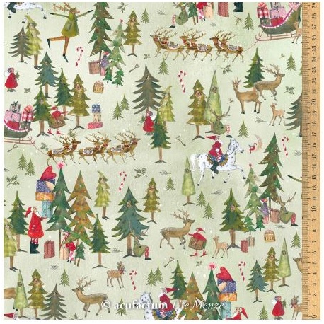 Tissu "Forêt de Fables de Noël"